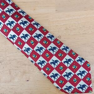 PINK London Red and White Horse Pattern Tie